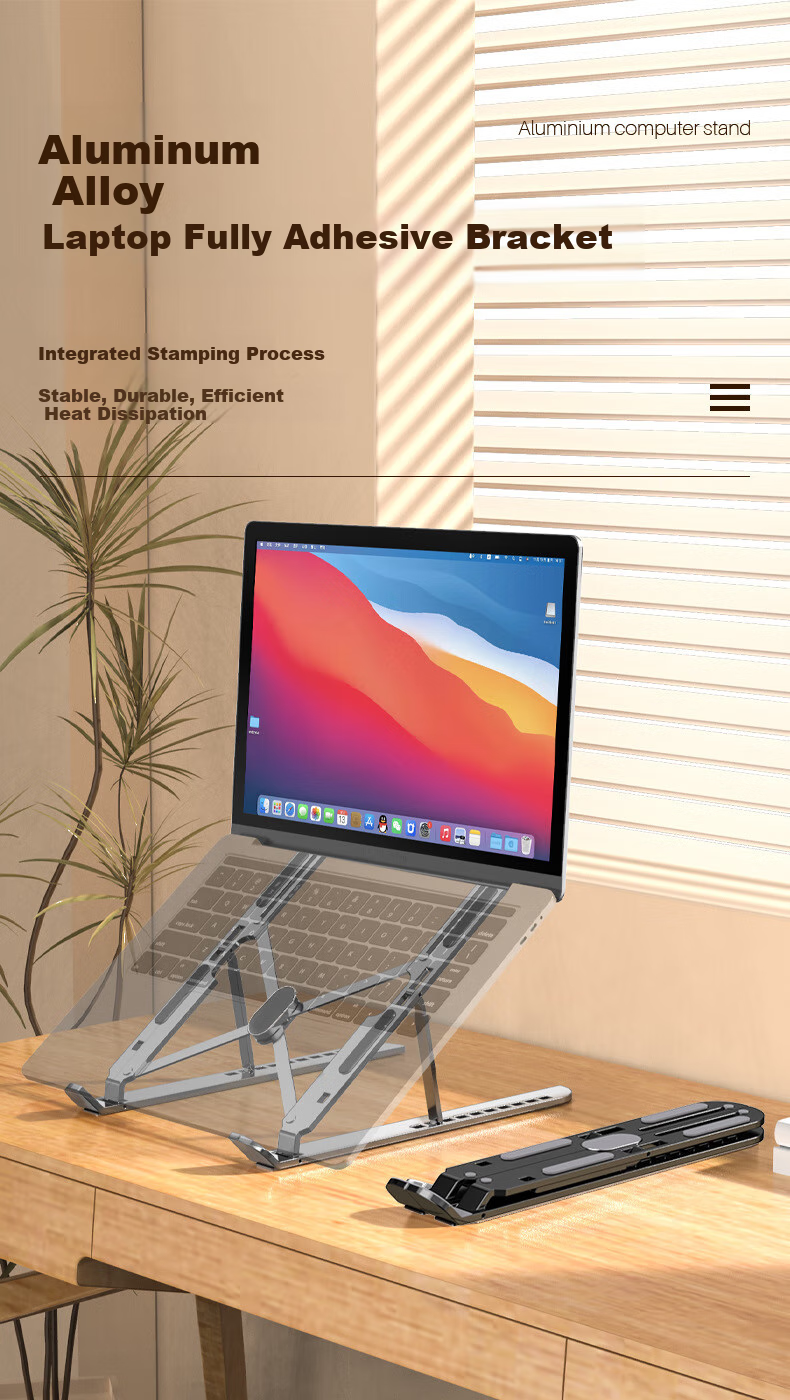 JPLAYER Laptop Stand, Computer Cooling Stand, Foldable Height-Increasing Stand, Portable Adjustable Vertical Handheld Laptop Stand, for Gaming Laptops, Apple Mac, Lenovo Legion, Huawei Computers, Black 1