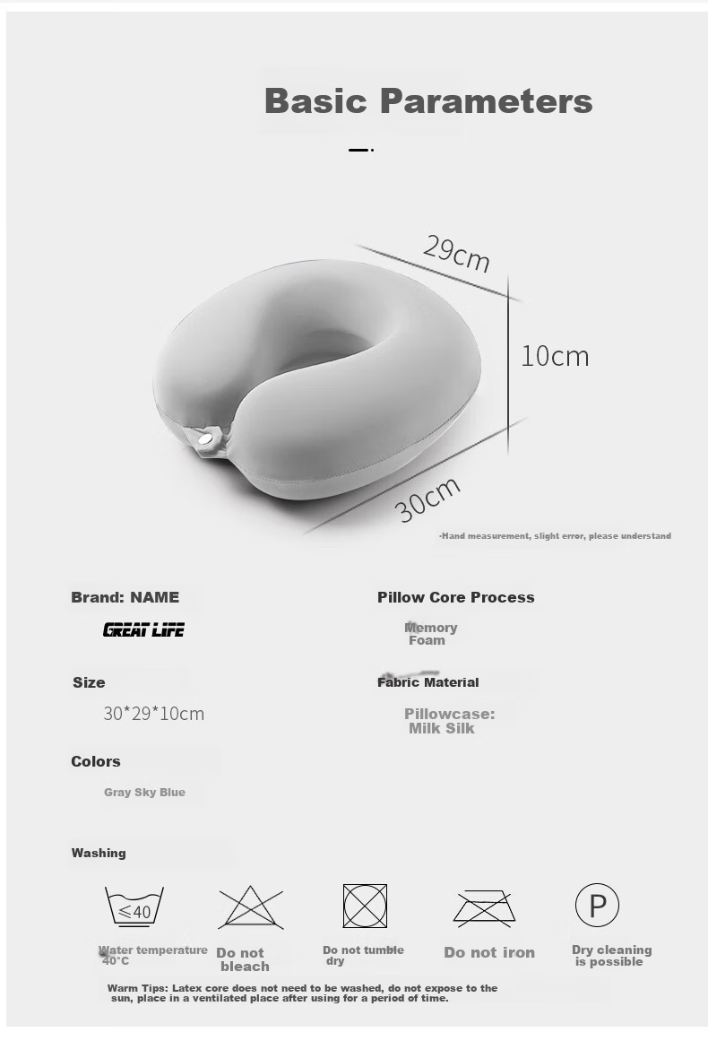 GREAT LIFE U-Shaped Neck Pillow, Portable Travel U-Shaped Pillow for Sleeping, Airplane And High-Speed Rail, Summer Car Neck And Cervical Spine Support Pillow 10