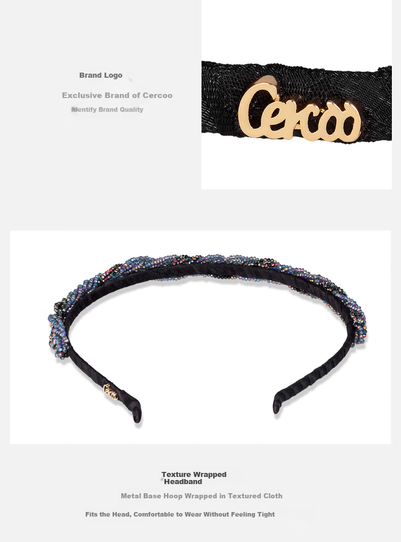 Cercoo Amethyst Glass Fantasy Series Handmade Beaded Headband, Versatile High-End Feel, Internet Celebrity, New French Style for Women in 2025 8