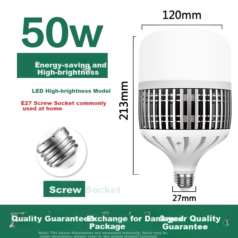 Shufujia LED Bulb, Ultra-Bright Energy-Saving Lamp, Factory Warehouse E27 Household Indoor Globe Bulb, Industrial Light, Workshop Lighting