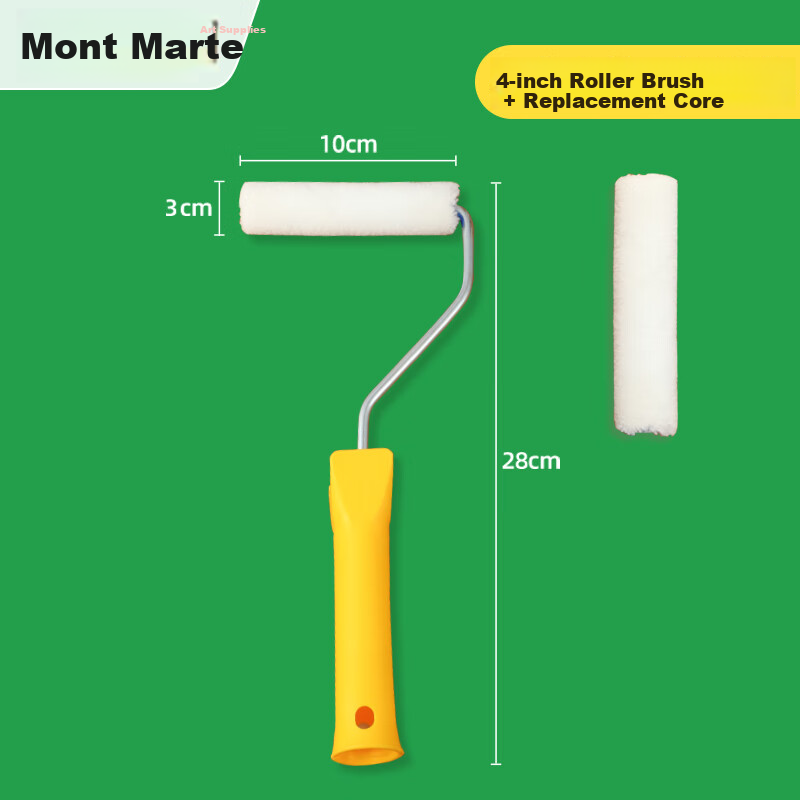 Mont Marte Roller Brush, Acrylic Paint Durable Handheld Roller Brush, Wall Painting Paint Hand Drawing Brush, Coating Pen Brush, Paint Latex Paint Roller Brush, 4 Inch, Replaceable Core 4C-GT Art Sketching