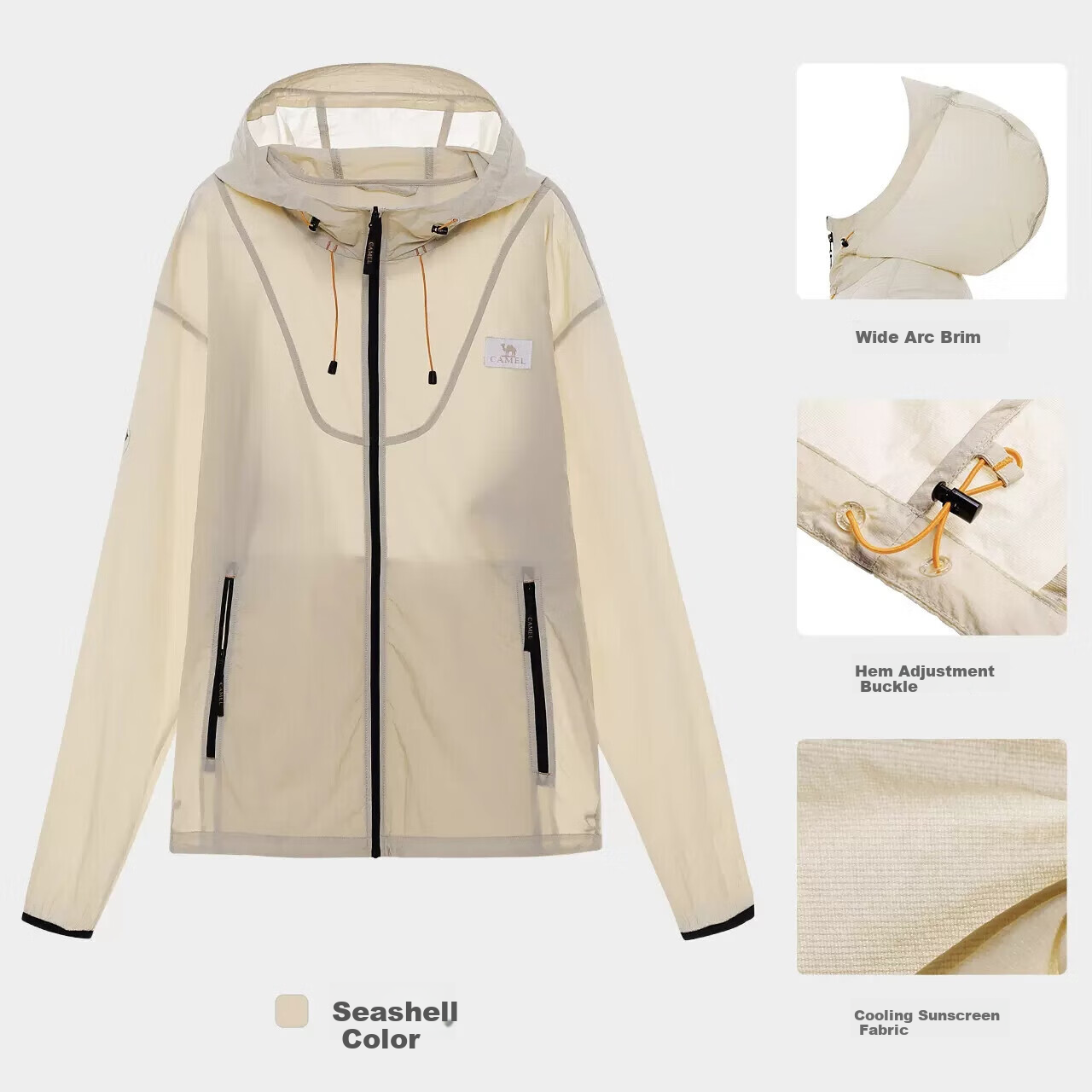 CAMEL Outdoor Sun Protection Clothing, Spring And Summer Style, for Men And Women, UPF50, Cool And Breathable Jacket, Sun Protection Garment, Skin Coat, A33BATR139