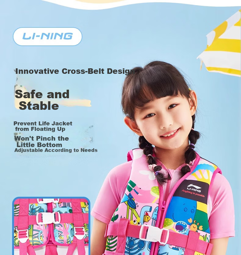 LI-NING Kids Life Jacket Buoyancy Vest Swimming Beginner Professional Safety High Buoyancy Swimwear for Children 12