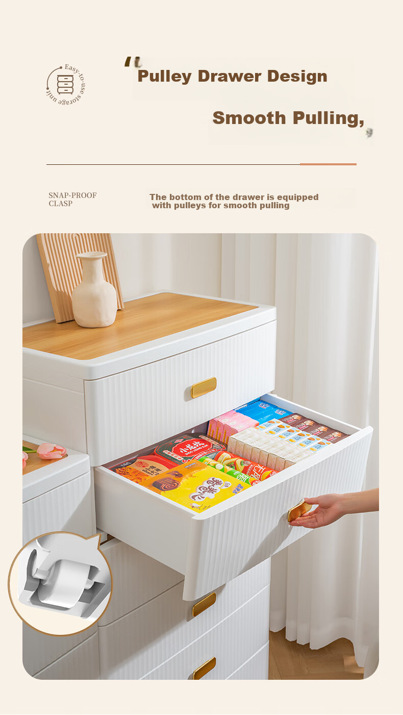 JEKO&JEKO Drawer Storage Cabinet, Bedroom Living Room Storage Cabinet, Wardrobe, Bedside Table, Toy Snack Organizer Cabinet, Five-Drawer Chest, Five-Tier 6