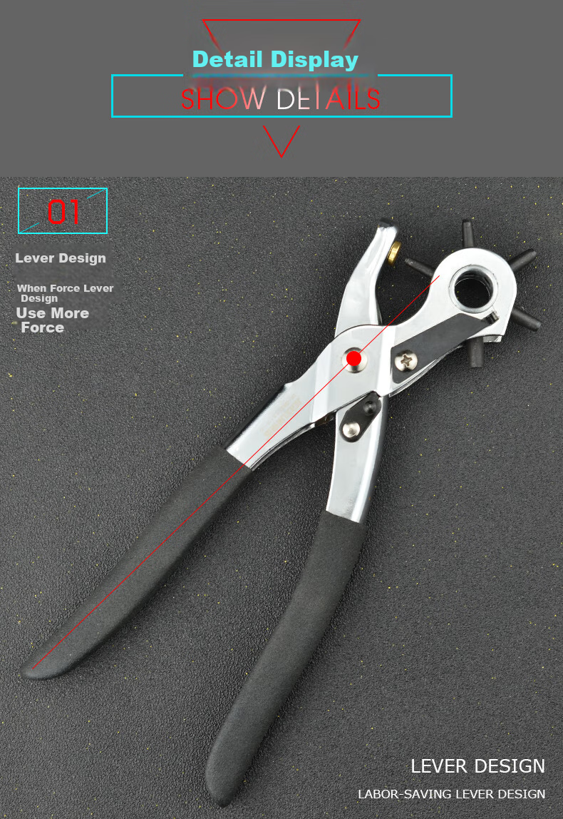 JERXUN Belt And Waistband Hole Puncher, Home Small Hole Puncher, Watch Strap Hole Puncher, Multi-Functional Hole Punching Pliers 5