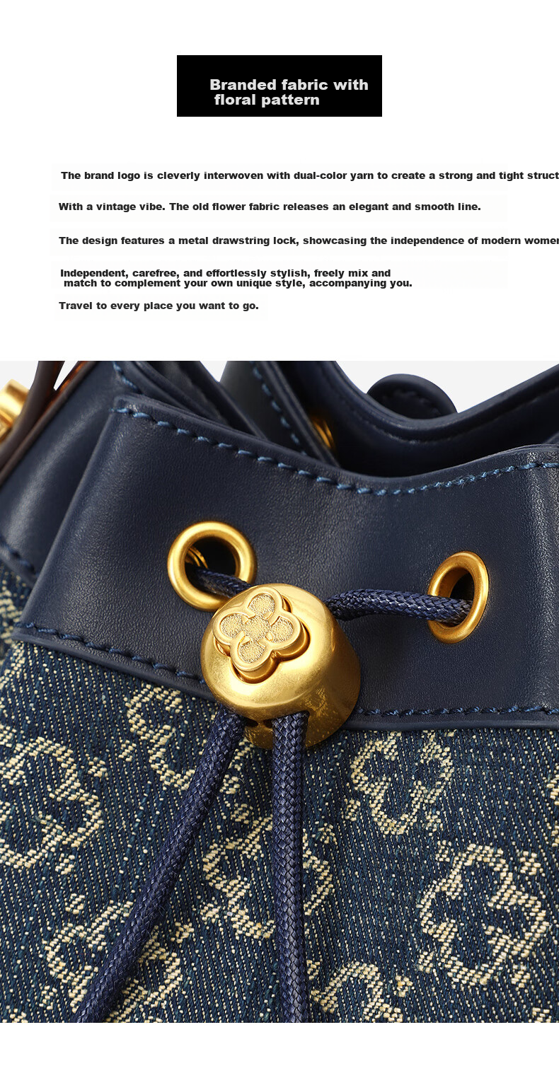 CASSILE Bucket Bag for Women, Commuter Retro Floral Pattern Large Capacity Light Luxury Handheld Crossbody Bag, 520 Gift 2