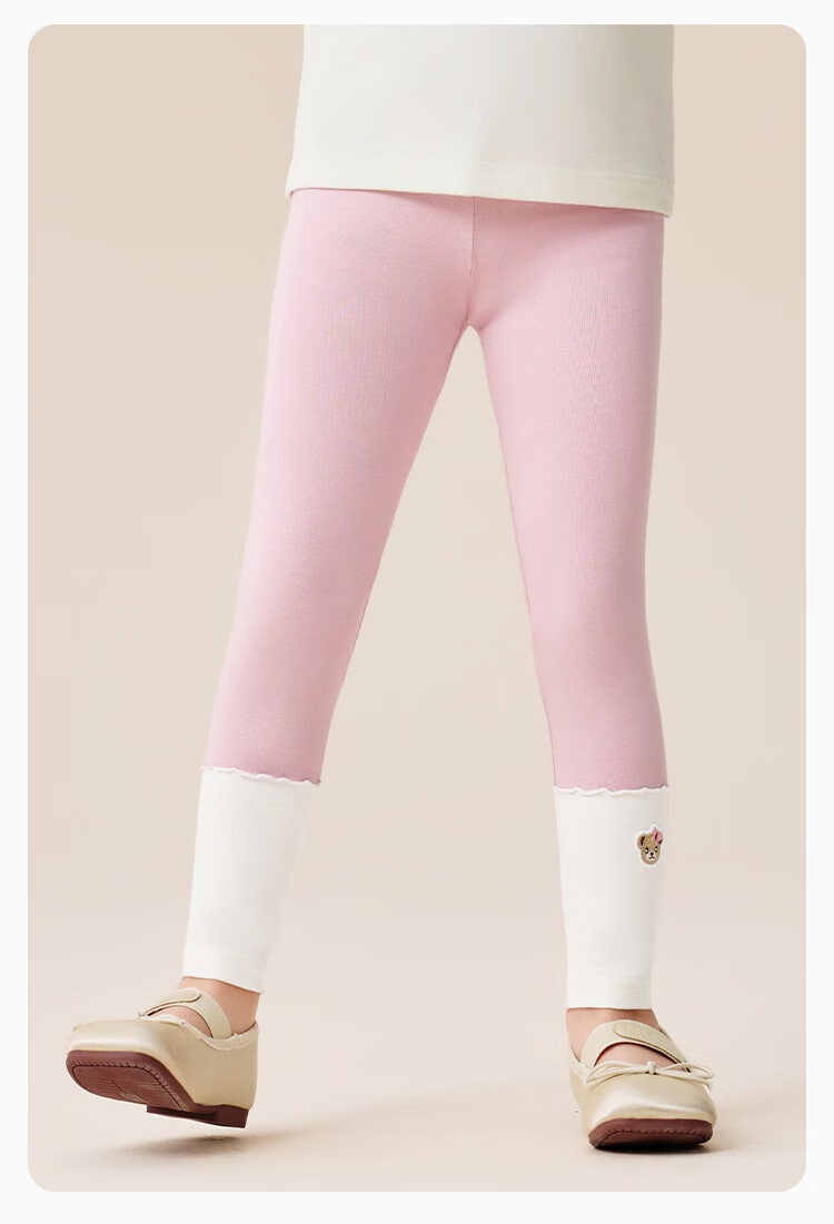 Classic Teddy Girls' Leggings, Children's Pants, Autumn Season, Color-Block Versatile Long Pants for Young Children, Navy Blue, Size 100 4