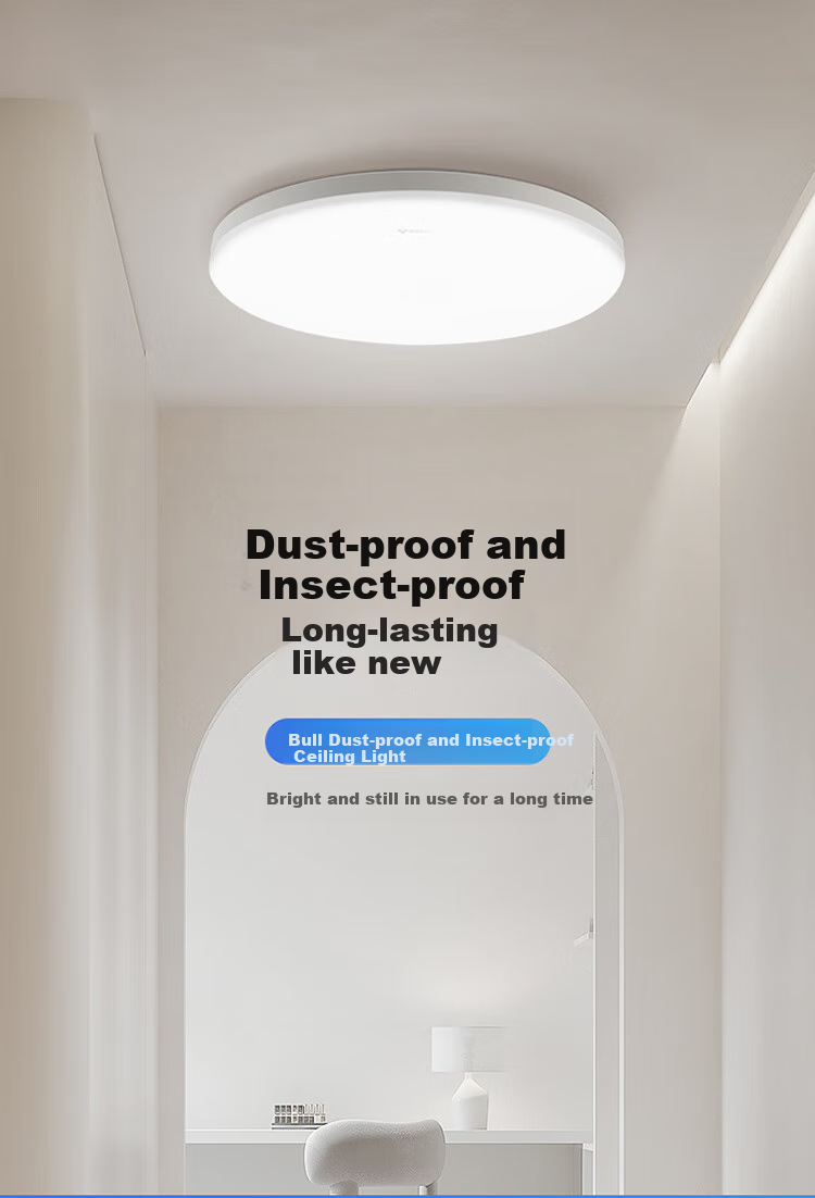 BULL Ceiling Light, IP50 Dust And Insect Resistant, for Bedroom, Balcony And Hallway, MX-A024C All White, 24W 1