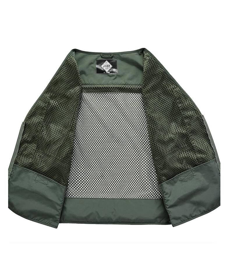 JEEP SPIRIT Men's Vest, Spring And Autumn Outdoor Fishing Multi-Pocket Sleeveless Jacket, Military Green, 2XL 17