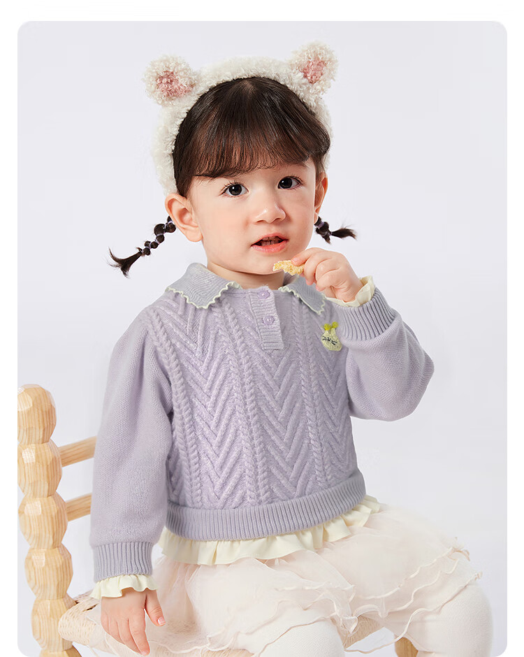 Balabala BalaOne Girls' Sweater Children's 2025 Winter Knitwear Baby Knit Sweater Sweet 208425103001 4