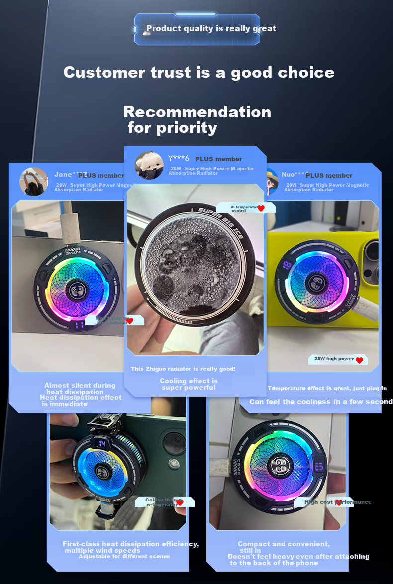 WITGOER [28W Full Screen Ice Coverage | AI Temperature Control] Phone Cooling Pad, Semiconductor Ice Magnetic Back Clip for Live Streaming And Gaming, Quiet Operation, Suitable for Apple Tablets And ASUS AI 7