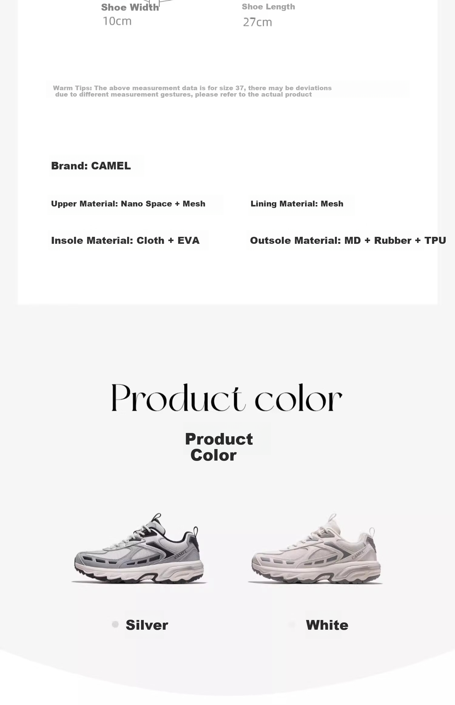 CAMEL Outdoor Casual Shoes, Unisex Hiking Shoes, Sports Footwear, Fashionable Non-Slip Breathable Mountaineering Shoes F15B097051 5