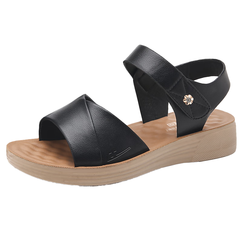 Warrior Mom Sandals Summer Soft Sole Non-Slip Elderly Women's Shoes 2026 New Model 50-60 Years Old 1155 Black Size 36