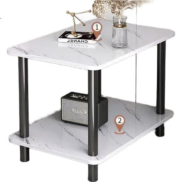 Gupujia Coffee Table, Simple And Luxurious Living Room Side Table, Small Apartment Guest Side Table, Balcony Double-Layer Storage Small Table, Tea Table