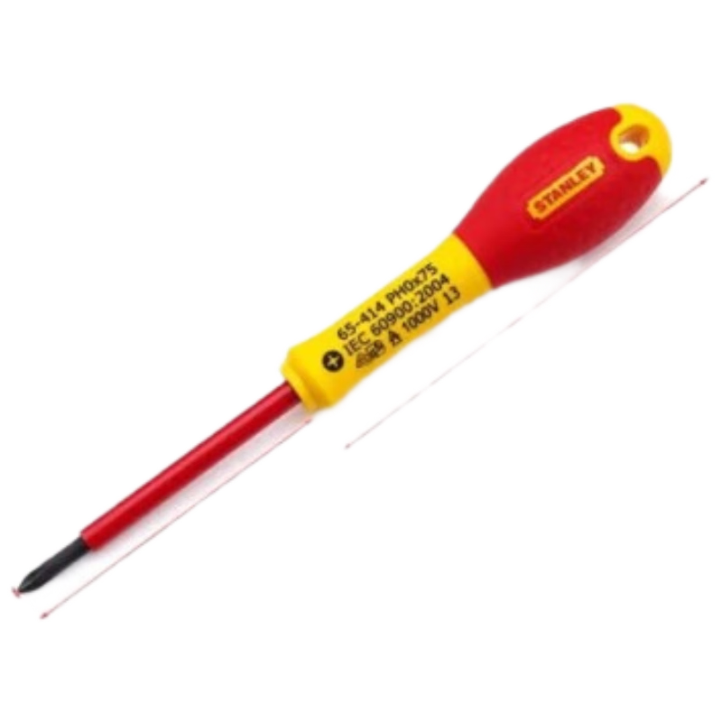 STANLEY 1000V High-Voltage Insulated Double-Color Handle Phillips Screwdriver, #0*75mm, 65-414