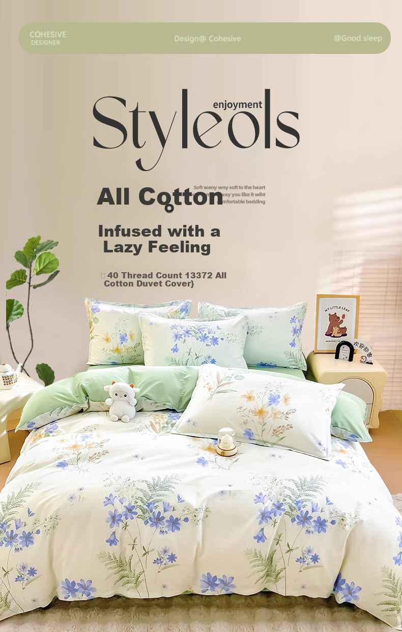 Mengshina A-Class 100% Cotton Duvet Cover Single Pure Cotton Quilt Cover Pastoral Style Double 200*230cm Floral Romance 1