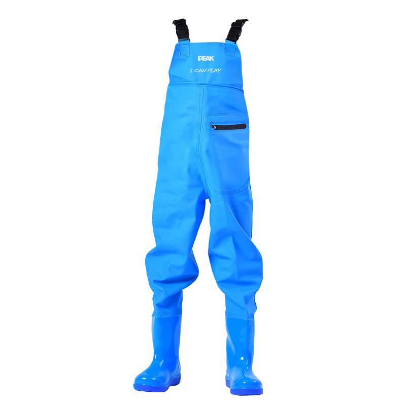 Peak Kids Waterproof Overalls Water Shoes Half-body Wading Pants Outdoor Fishing Beach Creek Hiking Pants Blue Size 25