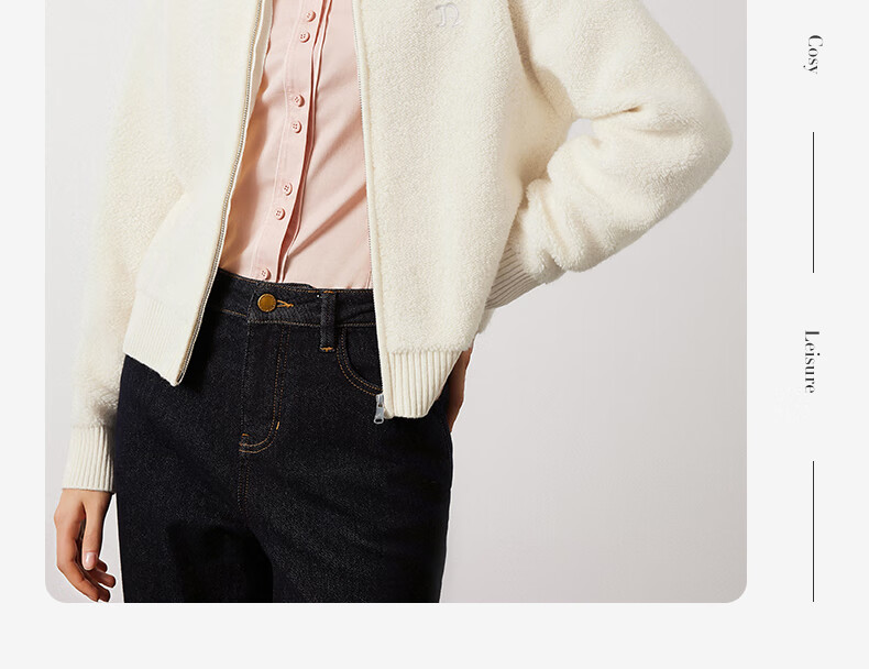 Navikail Italian Small Sailboat Women's All-Wool Knit Short Jacket Baseball Collar Casual Cardigan 2331304501 White XL 17