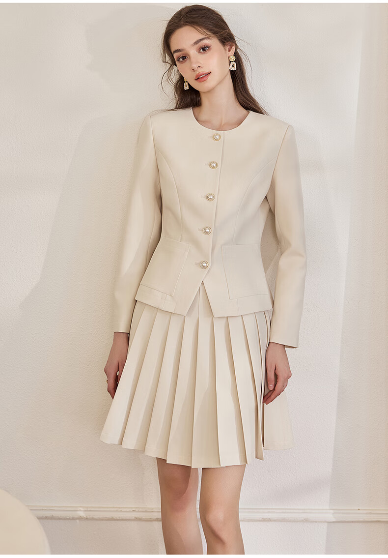 ROEYSHOUSE Women's Commuter Blazer 2026 Spring Intellectual Slim Fit Suit Jacket 11036 Apricot M 15