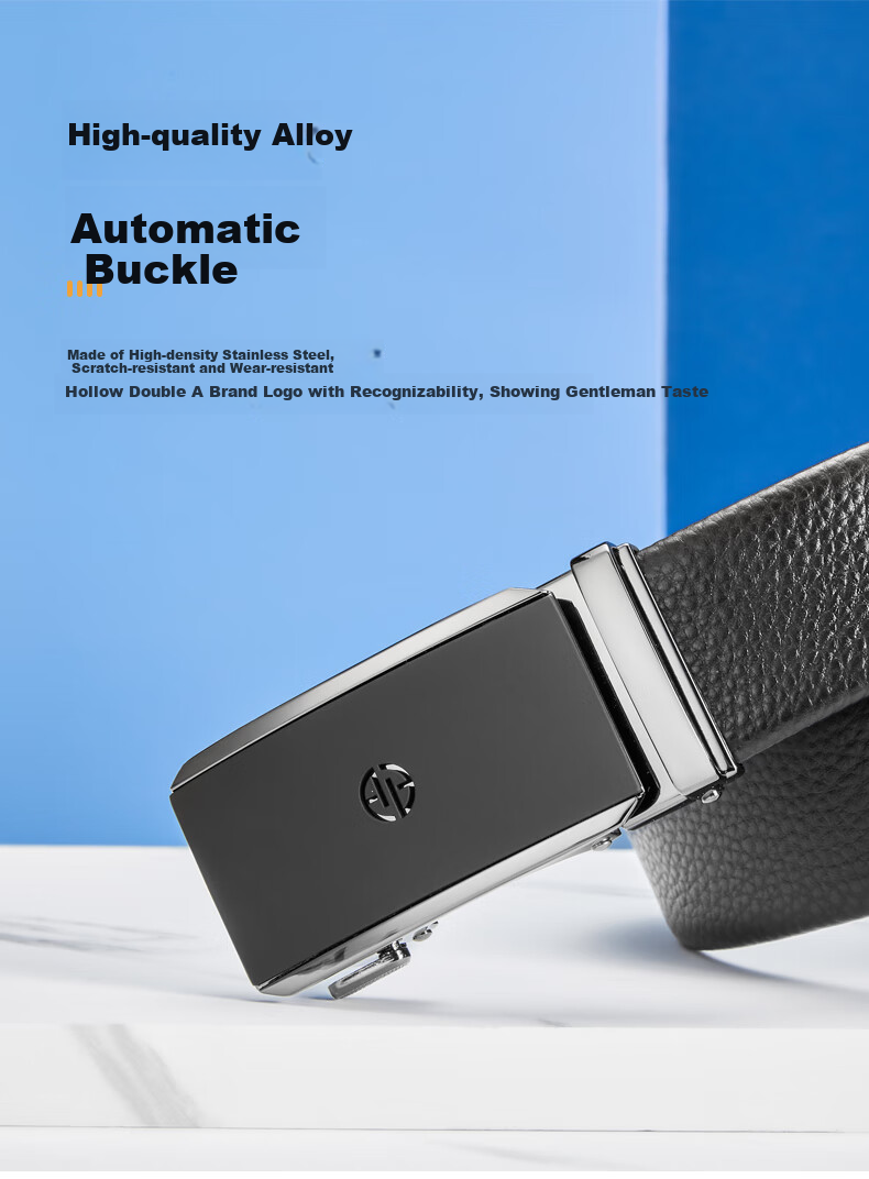 Aokang Men's Automatic Buckle Belt, Top-Grain Leather Gift Box, Business Trouser Belt, Birthday Gift for Husband 4