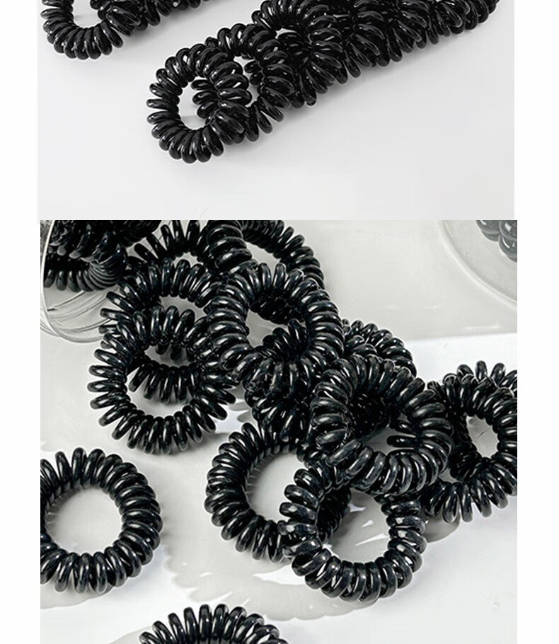 Jiaoxuefei Telephone Line Hair Ties, Small Size, 20 Pieces, Black, Elastic Hair Bands, High Elasticity Hair Ties And Bands 1