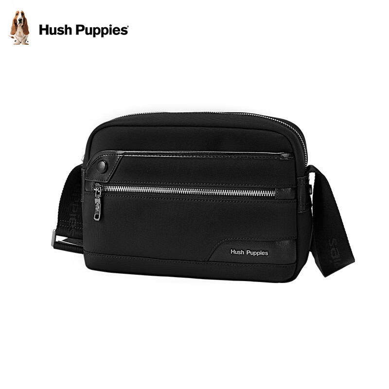 Hush Puppies Men's Shoulder Bag, Durable Oxford Cloth Crossbody Bag, Commuter Daily Bag, Birthday Gift for Boyfriend, Black