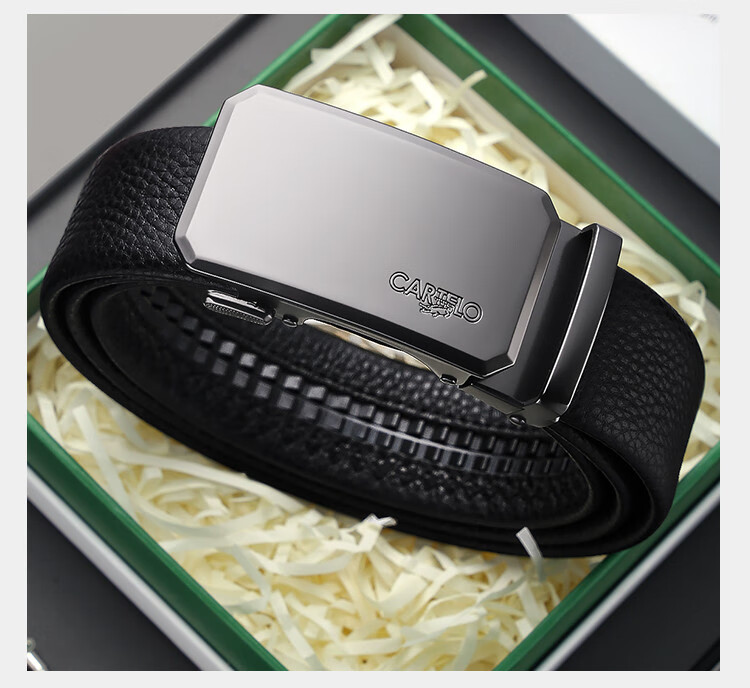 CARTELO Men's Leather Belt Business Casual Top Layer Cowhide Simple Waist Belt Gift for Boyfriend 3