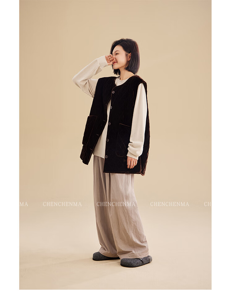 Chenchenma Parent-Child Fleece-Lined Sherpa Fleece Loose Casual Versatile Pants 7281D 14