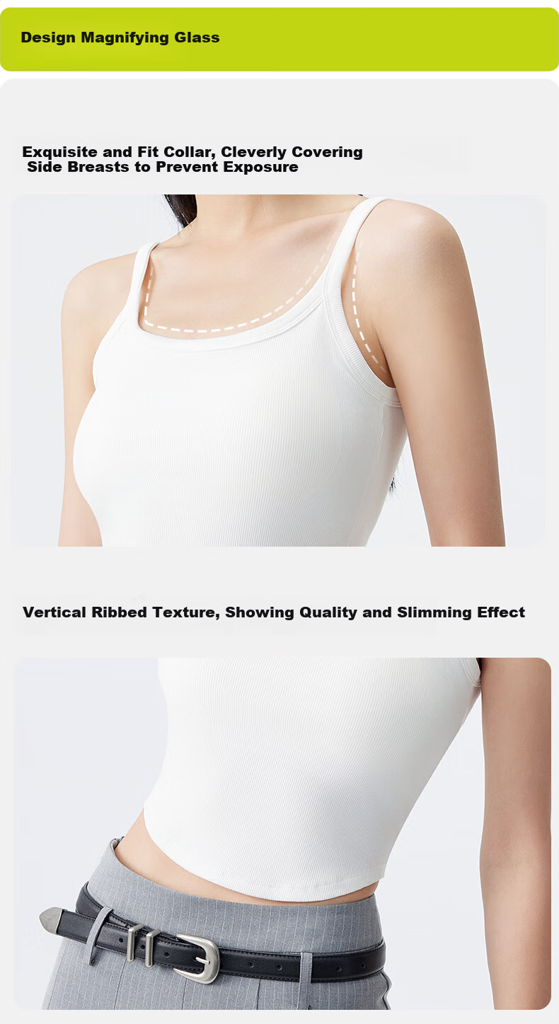Ordifen Women's Camisole Tank Top with Contrasting Color Lining, One-Piece U-Neck Undershirt, Inner Wear Or Outerwear, Sporty Style 12