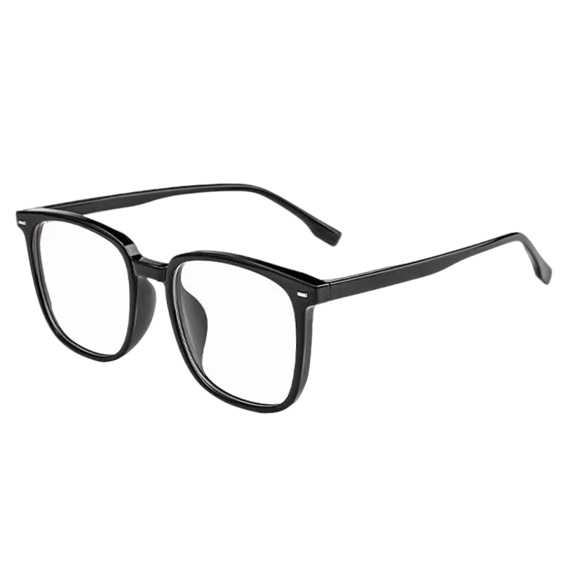 AMORAYS Photochromic Black Frame Glasses Prescription Men Blue Light Blocking Radiation Flat Lens Large Frame Women Day Night Dual Use Brown Tint