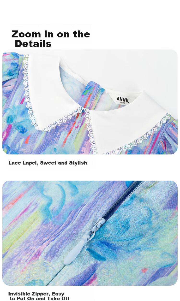 Annil Girls' Short-Sleeve Dress, Summer 2024 19