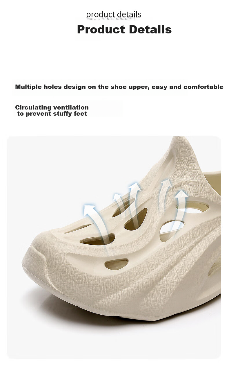 GUOLUOFEI Summer Men's Shoes, Hole Shoes, Sandals, Beach Slippers, Breathable, Fashionable, Outdoor Wear, Comfortable, Black, Size 42-43 4
