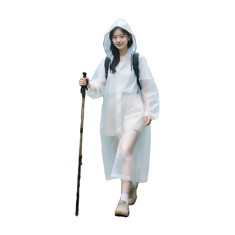 AIKANGNI Disposable Raincoat, Thickened for Heavy Rain Protection, Outdoor Portable, Suitable for Electric Bikes, Stylish White Design with Black Rope