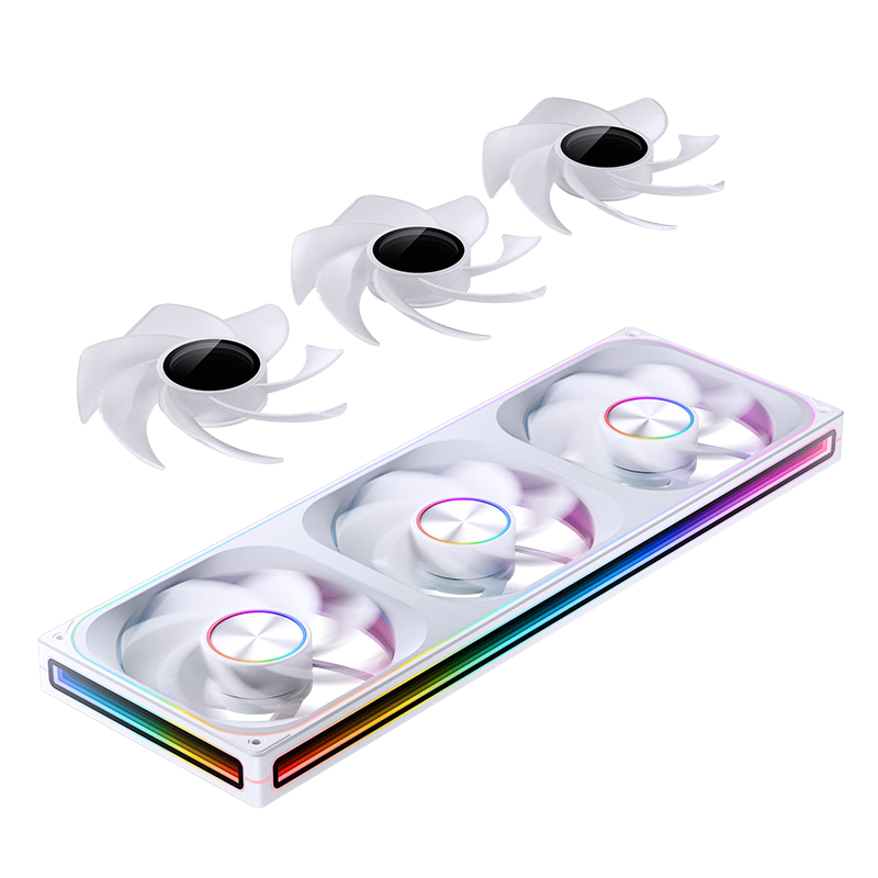 JONSBO ZA-420WR ARGB Version White Anti-Leaf 14CM*3 Case Fans (Four-Sided Integrated Multi-Layer Mirror Effect/3-In/Replaceable Fans/PWM Male And Female Headers)
