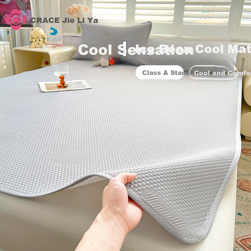Grace Class A Ice Bean Cooling Mat Fitted Sheet, Summer Air Conditioning Bed Sheet, Home Use Washable, 1.8*2M, Big Ear Dog - Blue