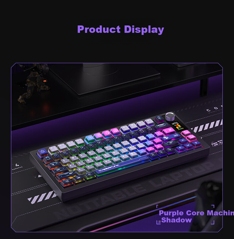 Langtu Langtu LT75pro Mechanical Keyboard, Wired/wireless/Bluetooth Triple-Mode, 75 Keys, Gaming And E-Sports, Computer Office Keyboard, LCD Color Screen, Isometric Layout, Raptor Switches 16