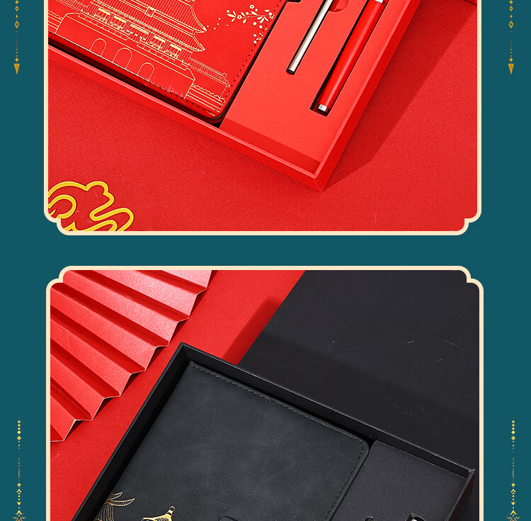 Tangyi Premium Business A5 Green Guochao Notebook Meeting Journal Gift Box 100 Sheets 200 Pages Back to School Teacher's Day Practical Custom Gift 13