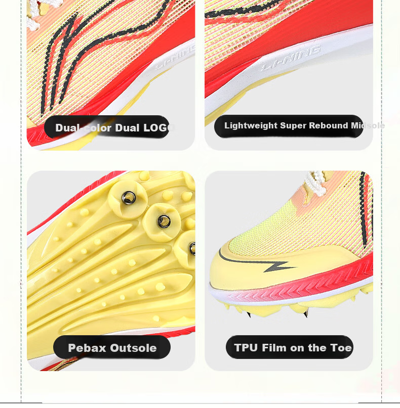 Li-Ning Professional Track And Field Sprint Shoes with Full-Length Carbon Plate, Lightweight for Physical Exams, Training And Competition Running And Long Jump Shoes 7