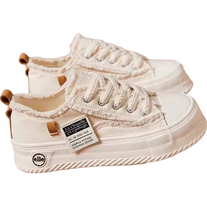 La Chapelle Women's Sneakers, New Versatile Thick-Soled Casual Shoes, Low-Top Soft-Bottomed Sports Shoes for Women-002 Beige 36
