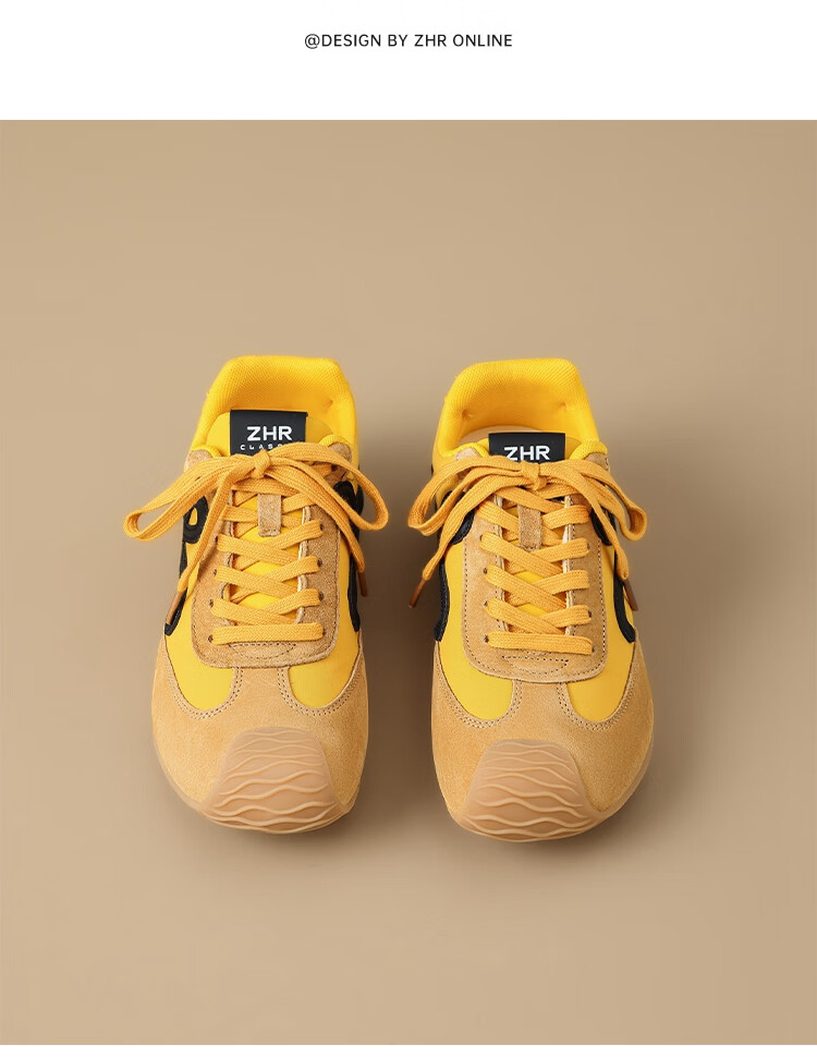 ZHR Dexun Women's American Retro Sports Casual Shoes, Low-Top Soft-Soled Patchwork Women's Sneakers, QT32 Lemon Yellow, Size 38 18