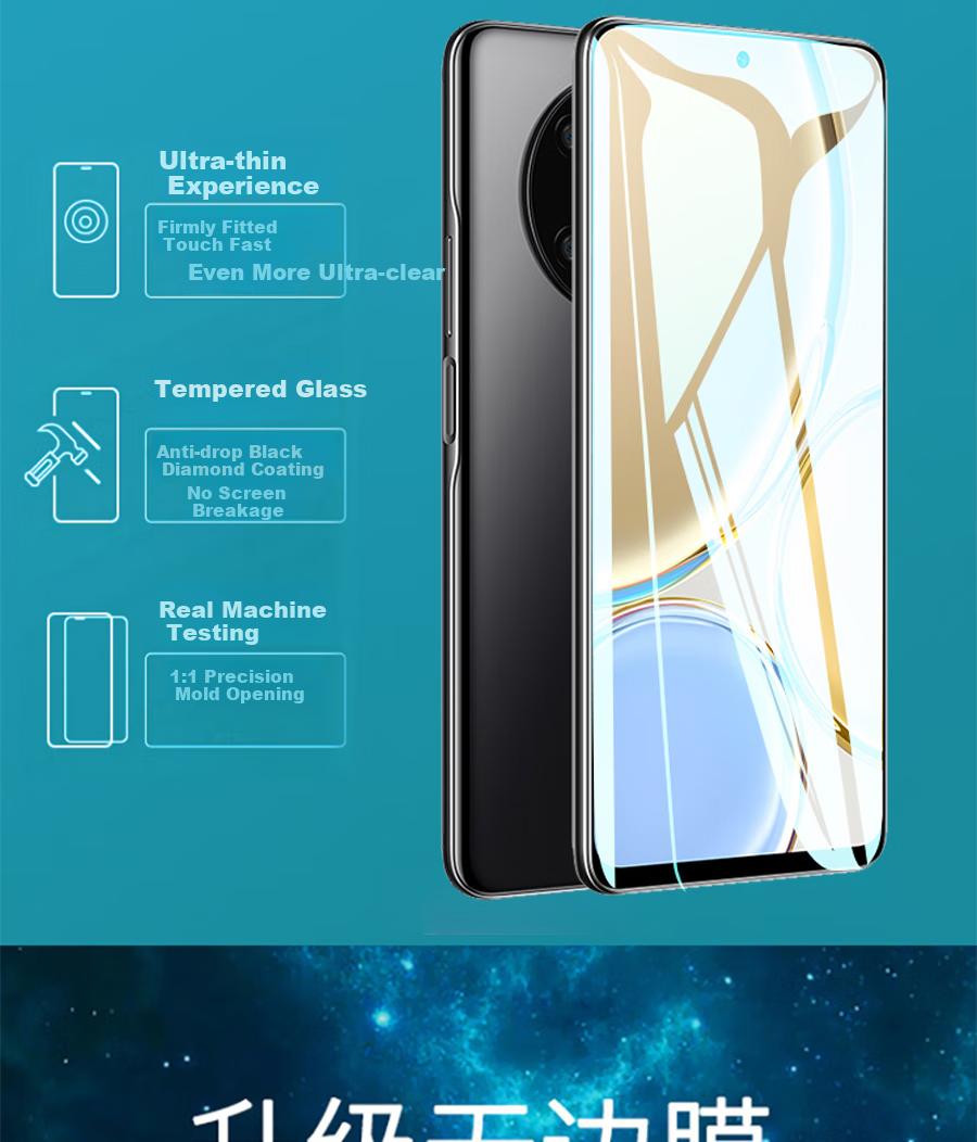 ESCASE Honor X30 Tempered Glass Screen Protector, Full Coverage, High Definition Glass Protective Film, Transparent 5