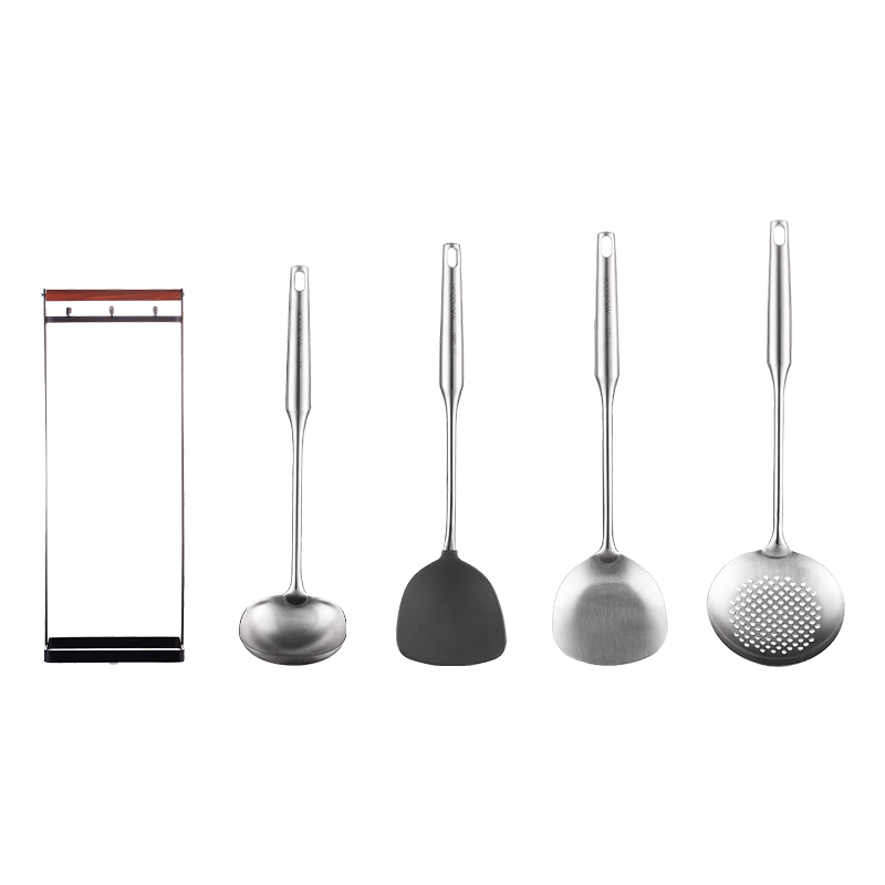 MAXCOOK 5-Piece Silicone and 316 Stainless Steel Cooking Utensil Set - Spatula, Slotted Spoon, Turner, Soup Ladle MCCU3136