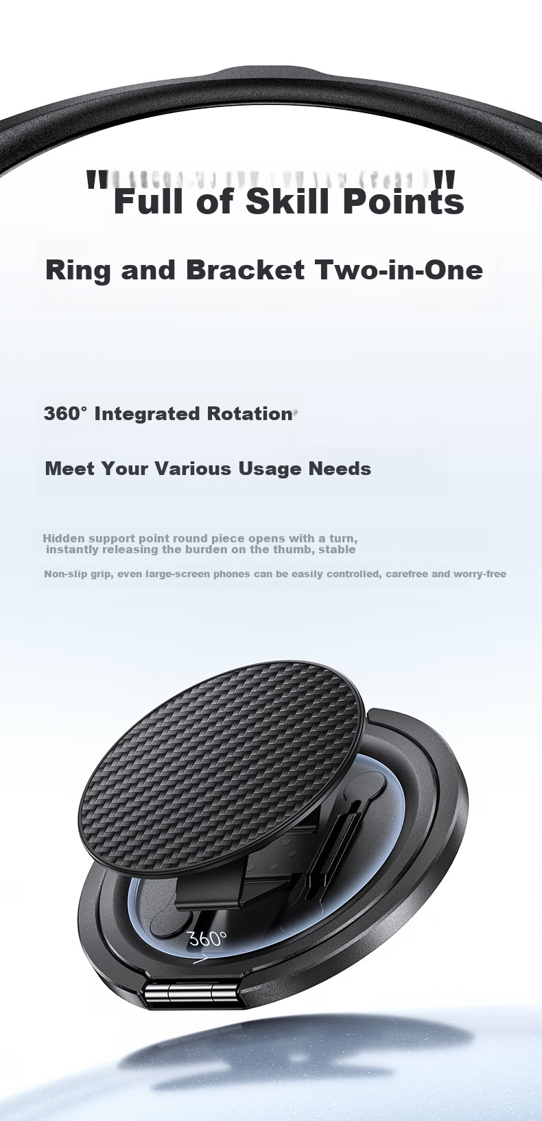 Benks Magsafe Magnetic Ring Stand with Desktop And Ring Holder, 360° Rotating Aurora Pattern, Apple Aramid Fiber Strong Magnetic Phone Holder, Portable Photography Stand 5