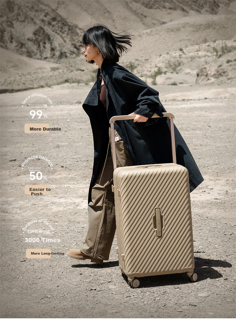Cece Large Capacity Suitcase for Women And Men, Durable Trolley Case with Password Lock for Travel, Milk Tea Color, 29 Inches - Check-In Luggage 4
