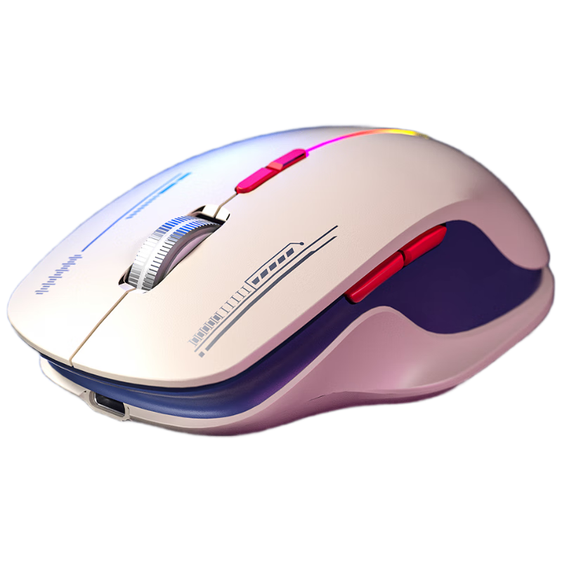 AOC MS400 Wireless Bluetooth Dual-Mode Mouse, RGB Lighting Gaming Mouse, Rechargeable Mouse for Convenience, Laptop Mouse, Deep Blue And Milk Coffee Color