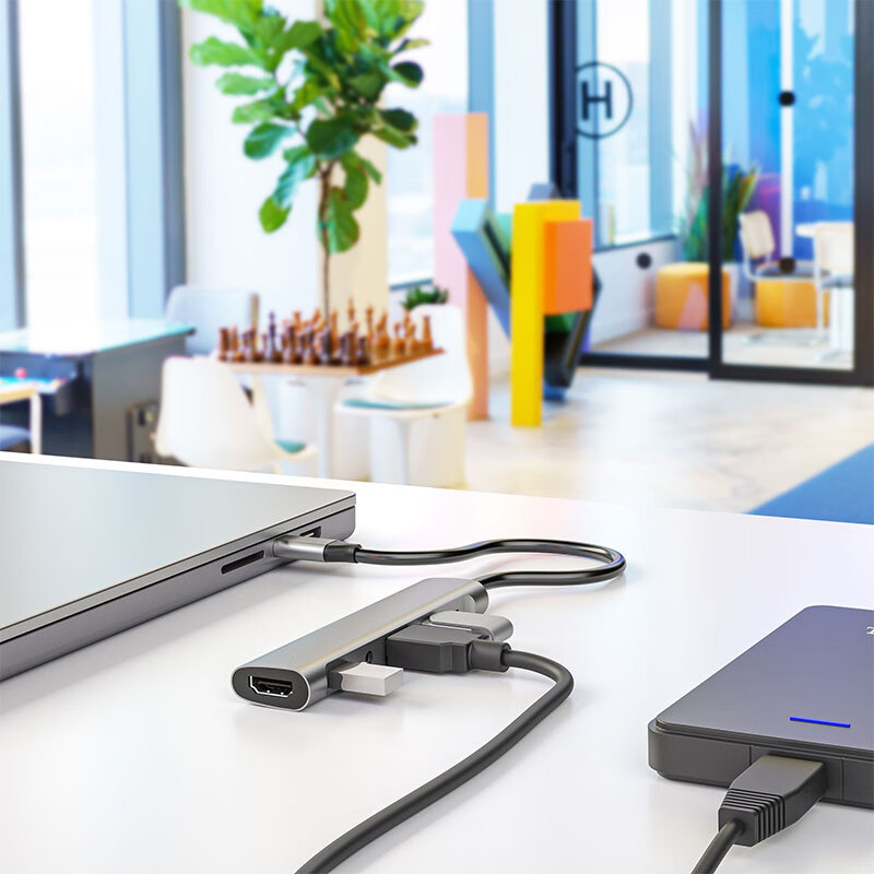Youlianxing Type-C to HDMI Expansion Dock, Six-In USB-C Hub, 3.5mm Headphone Adapter, 4K Converter, Compatible with Huawei, ZTE Cloud Computers, Laptops, Smartphones, And Tablets 5