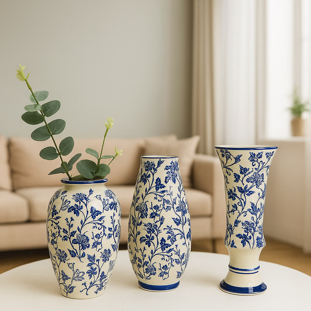 Mudingding New Chinese-Style Blue And White Porcelain Vase, Luxurious High-End Office Decoration, Dining Table Ornament, Flower Vase, Birthday Gift 4