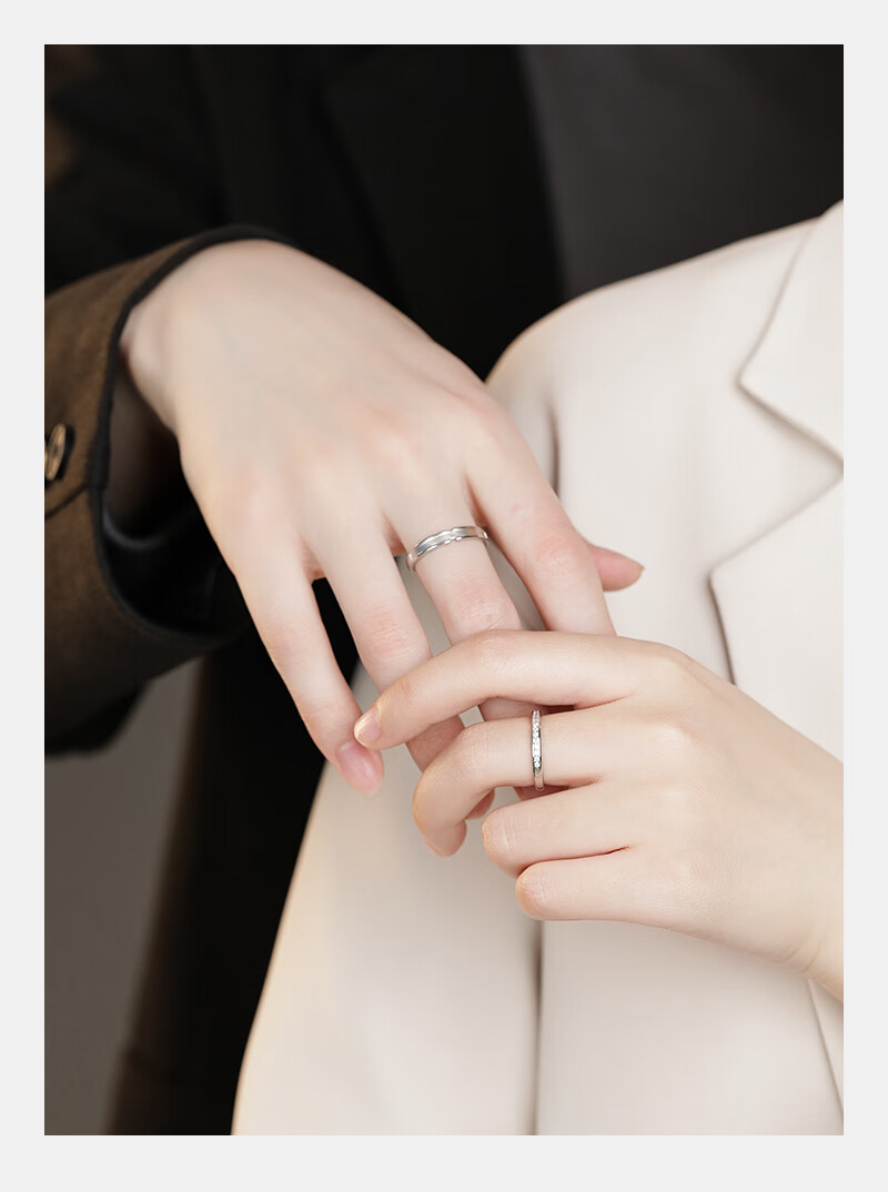 MANHE S925 Silver Couple Rings, One Pair of Engagement Diamond Rings, Open-End Style for Women And Men, Ring Finger Jewelry, Valentine's Day Gift 1