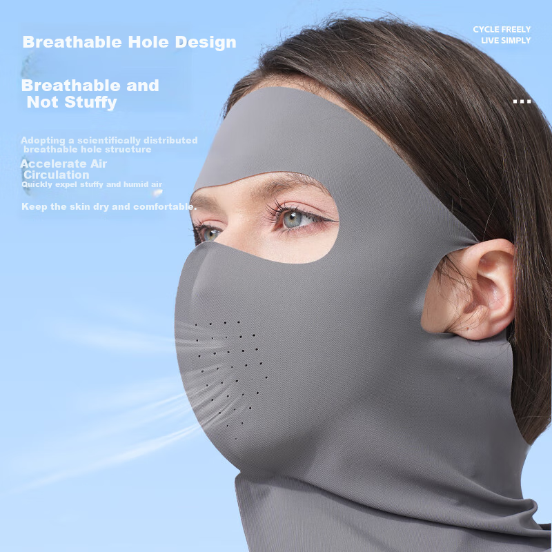 WestBiking Summer Cycling Ice Silk Sun Protection Face Mask, Breathable Sweat-Absorbing Quick-Drying Full Face Mask Neck Gaiter for Outdoor Sports, Pink