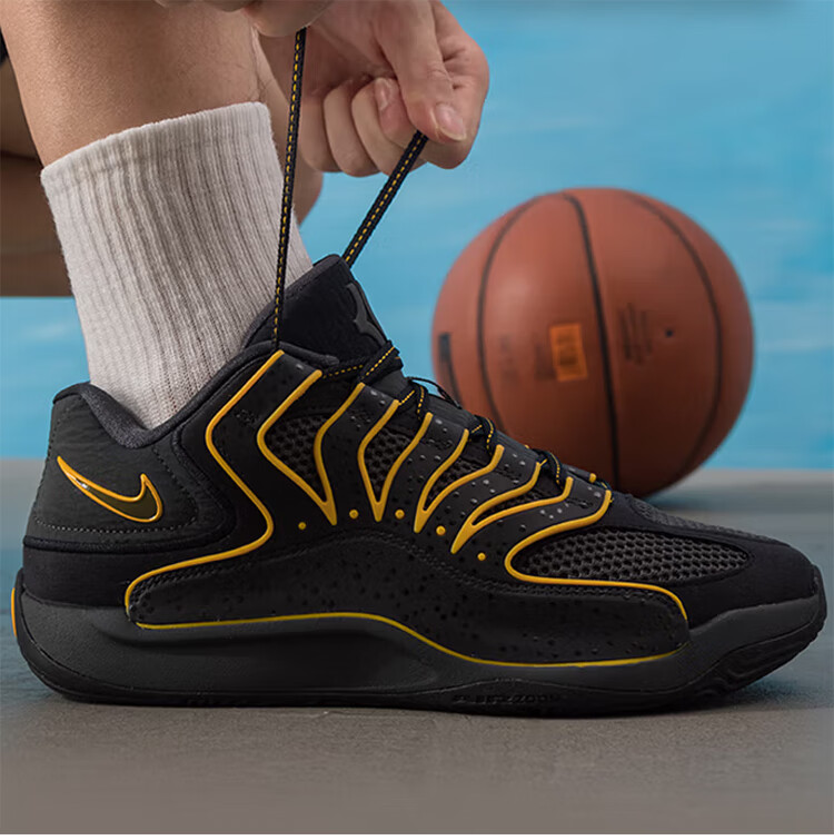 NIKE Men's Basketball Shoes, KD18 EP Sneakers, HV1991-002 Black/gray/yellow, Size 41 2